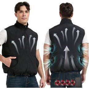 4 Fans-12V Cooling Vest for Men Air Conditioner Vest for Outdoor Body Cooling with 4PCS Fan & 10000mAh Battery Pack in Saudi Arabia