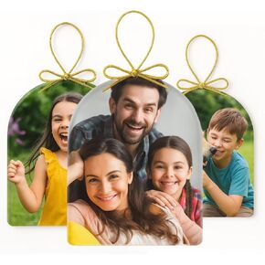 Glass Custom Photo Ornament, Arch-Pack of 3, USA Made| Holiday Keepsake Wedding,Bridal Shower Gift for Couple, Family, Personalized Christmas Ornaments 2025|Hanging Décor in Saudi Arabia