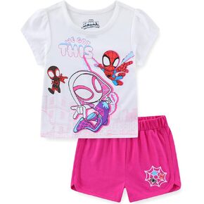 Marvel Spider-Gwen Ghost Spider Spidey Miles Morales Girls Short Sleeve T-Shirt and Shorts Set for Toddler to Big Kids in Saudi Arabia