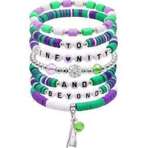 Cartoon Movie Story Bracelets Set: Cowboy Hat Boots Rocket Ship Charms Beaded Bracelet for Fans Western Party Dress in Saudi Arabia