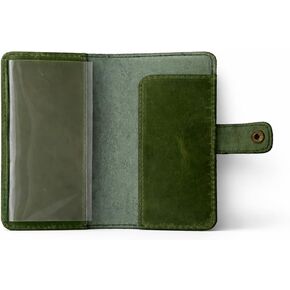 Genuine Leather Checkbook Cover Green - Handmade Check Holder with Divider & ID Window, Slim Organizer Wallet for Business, Travel & Everyday Use, 3.5 x 7 in in Saudi Arabia