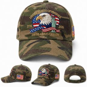 250th Anniversary USA Hat 250 Patriotic Adjustable Embroidered Baseball 1776-2026 for Men Women in Saudi Arabia