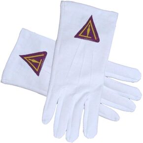 Cryptic Mason Royal Select (Right Break) - York Rite Trowel Symbolism - Masonic Cotton Gloves - White (One Size Fits Most) for Freemasons Formal Wear Regalia Accessories. in Saudi Arabia