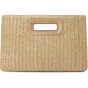 Beach Clutch Bag Straw Summer Clutch Purses for Women Handmade Woven Purse Detachable Gold Chain, Crossbody in Kuwait