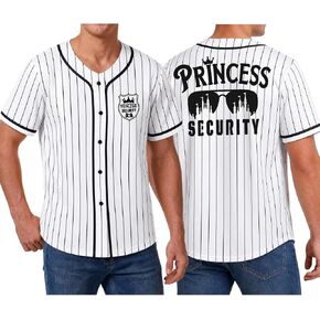 Men Princess Security Team Baseball Jersey Graphic Quick-Dry Dad Family Vacation Shirt with Left-Side Buttons in Saudi Arabia