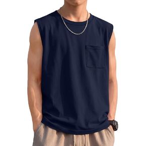 Boys Sleeveless Tank Top with Pocket Soft Athletic T Shirt Crewneck Casual Vest Basic Tees for Active Kids 5-14Y in Kuwait
