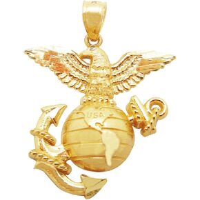 10K Yellow Gold Marine Corps Pendant Charm Military Pendant Marine Anchor Small in Saudi Arabia