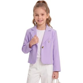 WELAKEN Girls Blazer Jacket – Classic Tailored Suit Coat with Soft Lining, Long Sleeve Formal Outerwear in Kuwait