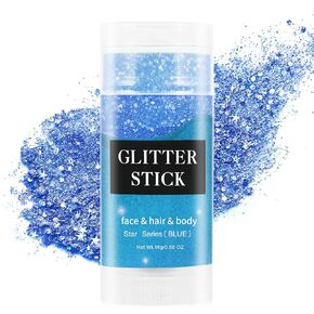 MEICOLY 4th of July Blue Face Hair Glitter Stick,Fourth of July Body Glitter,USA Flag Makeup for Independence Day Memorial Day Veterans Day,Waterproof Rave Accessories Blue Field Day Accessories in Kuwait