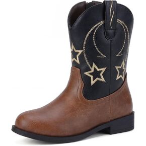 Choiran Cowboy Boots for Girls and Boys - Western Cowgirl Boots for Toddler Little Big Kids Riding Shoes with Side Zipper Round Toe in Kuwait