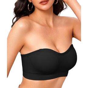 Strapless Bras for Women Non-Slip Wireless Bandeau Bra Seamless Padded Tube Top Bra Including Fabric & Clear Straps in Saudi Arabia