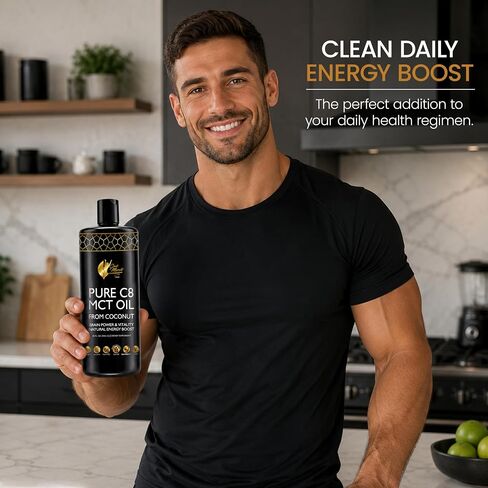 Cocó March N.M.D. Pure C8 MCT Oil from Coconut for Energy, Metabolism & Brain Support, Keto & Fasting Friendly, Gluten-Free, Vegan & Unflavored - Perfect in Coffee, Tea & Smoothies, 32 fl oz in Saudi Arabia