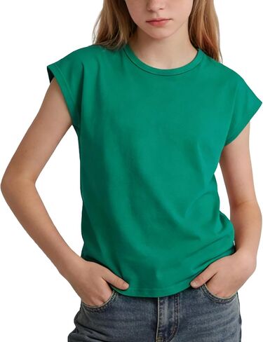 Magic Park Girls Summer Cap Sleeve T-Shirt Loose Fit Crew Neck Casual Tee for Kids 4-14 Years in Kuwait