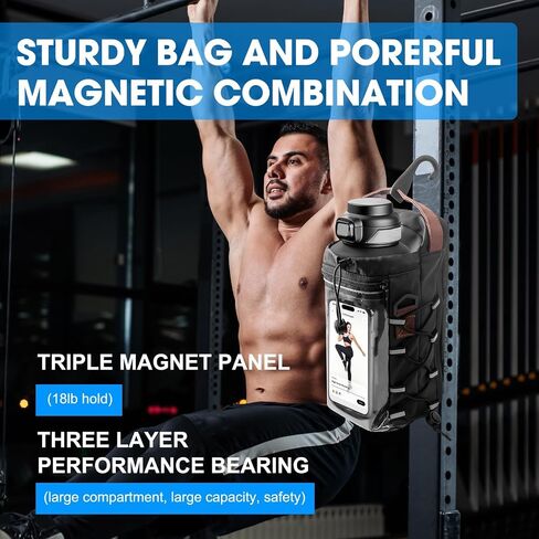 Nodfens Magnetic Gym Bag for Men and Women, Upgraded Small Gym Bag with Hook and Clear Design Phone, Magnetic Water Bottle Holder with Adjustable Strap in Saudi Arabia
