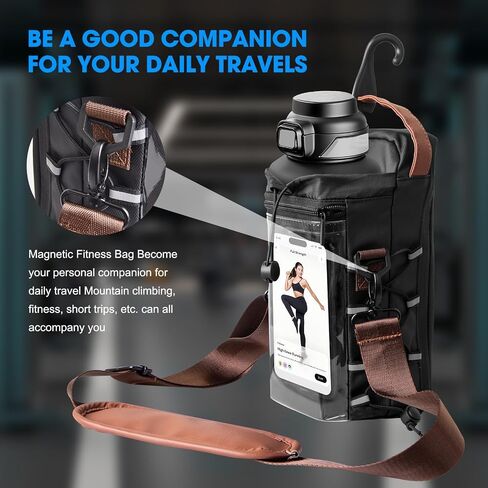 Nodfens Magnetic Gym Bag for Men and Women, Upgraded Small Gym Bag with Hook and Clear Design Phone, Magnetic Water Bottle Holder with Adjustable Strap in Saudi Arabia