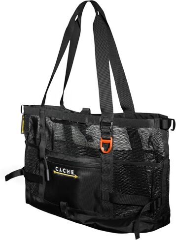 Cache Taxi-Way Tactical Mesh Tote Bag, Large Gym & Travel Bag with MOLLE Webbing (35L), Multi-Pocket Storage, Water Bottle Holder, Magnetic Closure in Kuwait