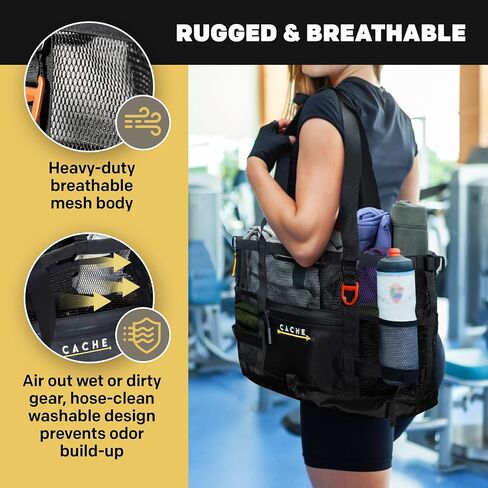 Cache Taxi-Way Tactical Mesh Tote Bag, Large Gym & Travel Bag with MOLLE Webbing (35L), Multi-Pocket Storage, Water Bottle Holder, Magnetic Closure in Kuwait