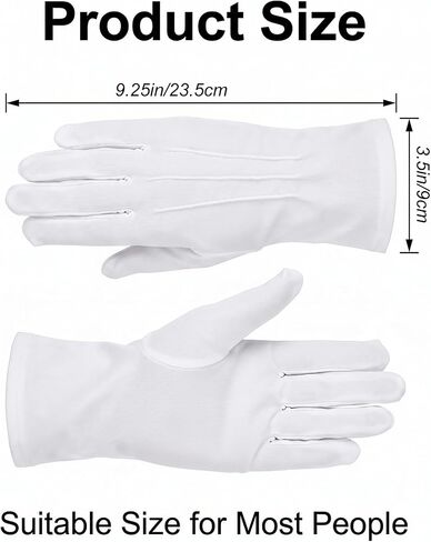 2 Pairs White Gloves Men, White Gloves for Wedding Formal Tuxedo Party, Coin Jewelry Inspection & Police Server Funeral Guard Uniform in Kuwait