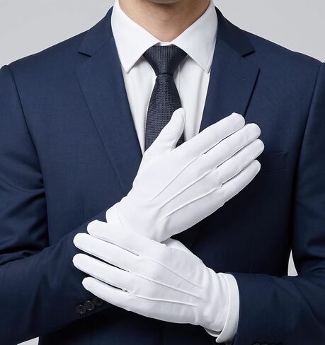 2 Pairs White Gloves Men, White Gloves for Wedding Formal Tuxedo Party, Coin Jewelry Inspection & Police Server Funeral Guard Uniform in Kuwait