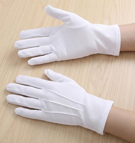 2 Pairs White Gloves Men, White Gloves for Wedding Formal Tuxedo Party, Coin Jewelry Inspection & Police Server Funeral Guard Uniform in Kuwait