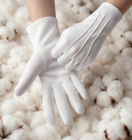 2 Pairs White Gloves Men, White Gloves for Wedding Formal Tuxedo Party, Coin Jewelry Inspection & Police Server Funeral Guard Uniform in Kuwait