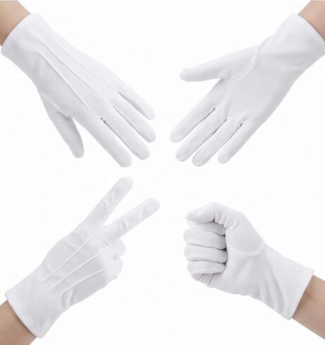 2 Pairs White Gloves Men, White Gloves for Wedding Formal Tuxedo Party, Coin Jewelry Inspection & Police Server Funeral Guard Uniform in Kuwait