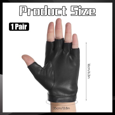 قفازات جلدية بدون أصابع من Styquenzer، قفازات من الجلد الصناعي الأسود بدون أصابع، قفازات لراكبي الدراجات النارية، قفازات للرقص، قفازات نصف إصبع للرجال والنساء، أزياء الهالوين التنكرية in Kuwait