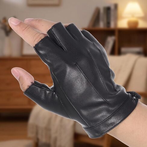 قفازات جلدية بدون أصابع من Styquenzer، قفازات من الجلد الصناعي الأسود بدون أصابع، قفازات لراكبي الدراجات النارية، قفازات للرقص، قفازات نصف إصبع للرجال والنساء، أزياء الهالوين التنكرية in Kuwait