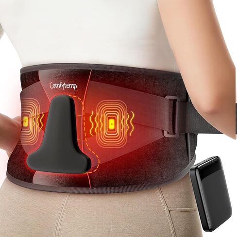 Comfytemp Cordless Heating Pad with Massager for Back with 3D Back Pad, FSA Eligible HSA FIR Portable Lower Back Massager, Rechargeable Heated Waist Belt with 3 Heat&Vibration, Fathers Day for Dad Men in Kuwait