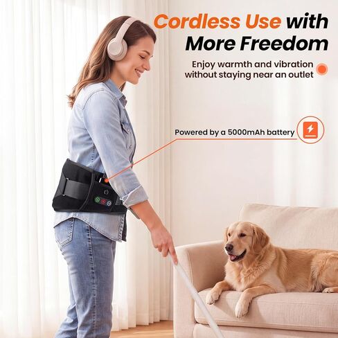 Comfytemp Cordless Heating Pad with Massager for Back with 3D Back Pad, FSA Eligible HSA FIR Portable Lower Back Massager, Rechargeable Heated Waist Belt with 3 Heat&Vibration, Fathers Day for Dad Men in Kuwait