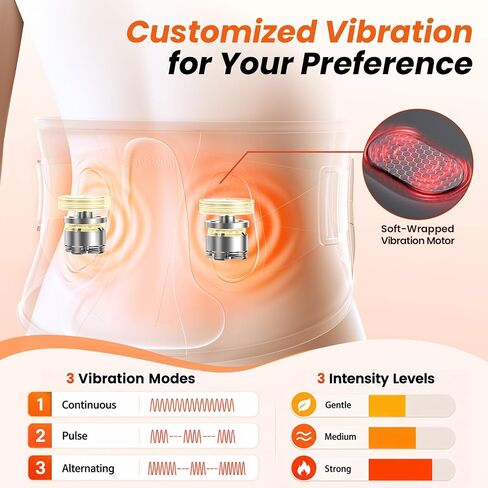 Comfytemp Cordless Heating Pad with Massager for Back with 3D Back Pad, FSA Eligible HSA FIR Portable Lower Back Massager, Rechargeable Heated Waist Belt with 3 Heat&Vibration, Fathers Day for Dad Men in Kuwait