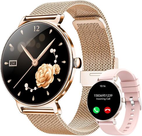 Smart Watches for Women, 1.27" AMOLED Health Fitness Tracker with Bluetooth Calling (Answer/Make Calls), 120+ Sports Modes, Timer, IP68 Waterproof Watch for Android/iPhone (Rose Gold) in Saudi Arabia