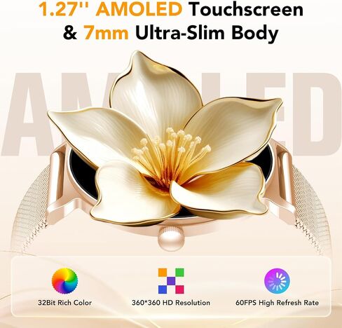 Smart Watches for Women, 1.27" AMOLED Health Fitness Tracker with Bluetooth Calling (Answer/Make Calls), 120+ Sports Modes, Timer, IP68 Waterproof Watch for Android/iPhone (Rose Gold) in Saudi Arabia