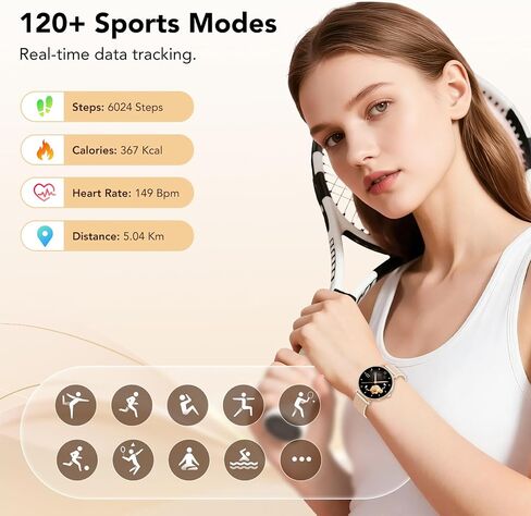 Smart Watches for Women, 1.27" AMOLED Health Fitness Tracker with Bluetooth Calling (Answer/Make Calls), 120+ Sports Modes, Timer, IP68 Waterproof Watch for Android/iPhone (Rose Gold) in Saudi Arabia