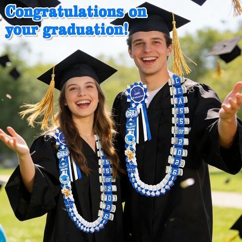 Graduation Money Lei Class of 2026, Double Braided Ribbon Cash Holder Lei with DIY Badges, Creative Money Gift Wreath for High School College Party Supplies in Kuwait