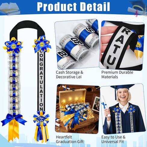 Meetory Graduation Lei - نقود التخرج فئة 2026، هدايا التخرج لإكسسوارات التخرج، مستلزمات حفلات التخرج، الرجال والنساء in Kuwait