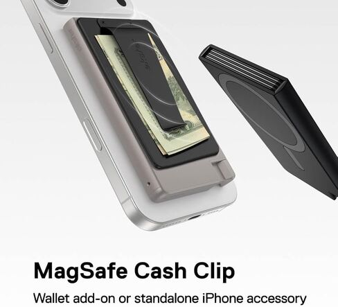 Ekster Cash Clip for MagSafe - Magnetic Money Clip with Secure Bill Holder, Compact Modular Stackable Detachable Wallet Attachment for Men and Women, Steel Minimalist Everyday Carry Phone Accessory in Kuwait