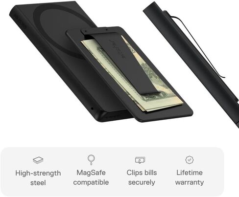 Ekster Cash Clip for MagSafe - Magnetic Money Clip with Secure Bill Holder, Compact Modular Stackable Detachable Wallet Attachment for Men and Women, Steel Minimalist Everyday Carry Phone Accessory in Kuwait