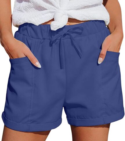 Women's Athletic Sports Shorts with Pockets Basic Running Short Lightweight Elastic Waist Summer Casual Pants in Saudi Arabia