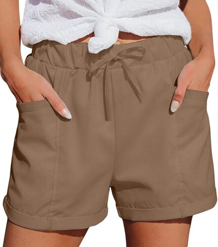 Women's Athletic Sports Shorts with Pockets Basic Running Short Lightweight Elastic Waist Summer Casual Pants in Kuwait