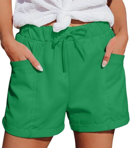 Women's Athletic Sports Shorts with Pockets Basic Running Short Lightweight Elastic Waist Summer Casual Pants in Kuwait