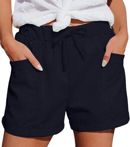 Women's Athletic Sports Shorts with Pockets Basic Running Short Lightweight Elastic Waist Summer Casual Pants in Kuwait