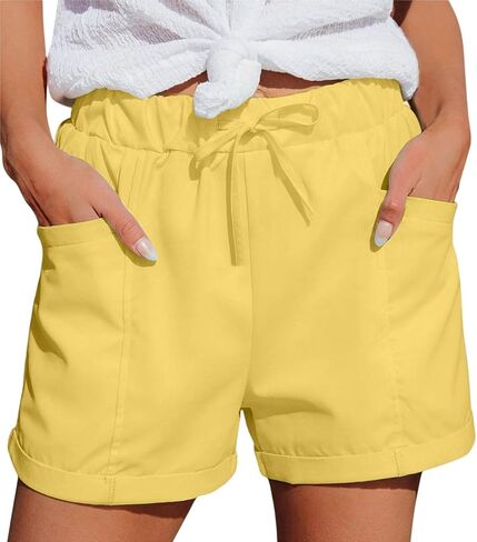 Women's Athletic Sports Shorts with Pockets Basic Running Short Lightweight Elastic Waist Summer Casual Pants in Kuwait