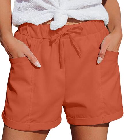Women's Athletic Sports Shorts with Pockets Basic Running Short Lightweight Elastic Waist Summer Casual Pants in Kuwait
