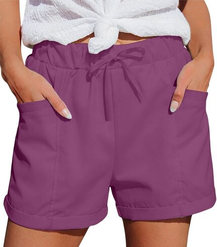 Women's Athletic Sports Shorts with Pockets Basic Running Short Lightweight Elastic Waist Summer Casual Pants in Kuwait