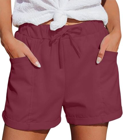 Women's Athletic Sports Shorts with Pockets Basic Running Short Lightweight Elastic Waist Summer Casual Pants in Kuwait