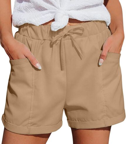 Women's Athletic Sports Shorts with Pockets Basic Running Short Lightweight Elastic Waist Summer Casual Pants in Kuwait