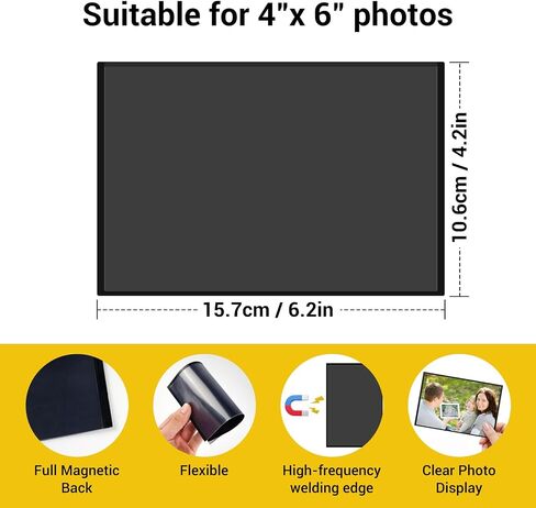 5 Pack Magnetic Picture Frames for Refrigerator, 4 x 6 Inches Magnetic Photo Frames with Black Border, Reusable Refrigerator Magnet Photo Sleeves for Home School Office in Saudi Arabia