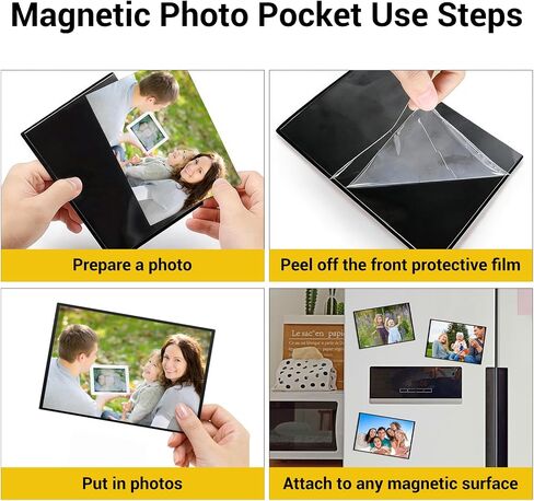 5 Pack Magnetic Picture Frames for Refrigerator, 4 x 6 Inches Magnetic Photo Frames with Black Border, Reusable Refrigerator Magnet Photo Sleeves for Home School Office in Saudi Arabia