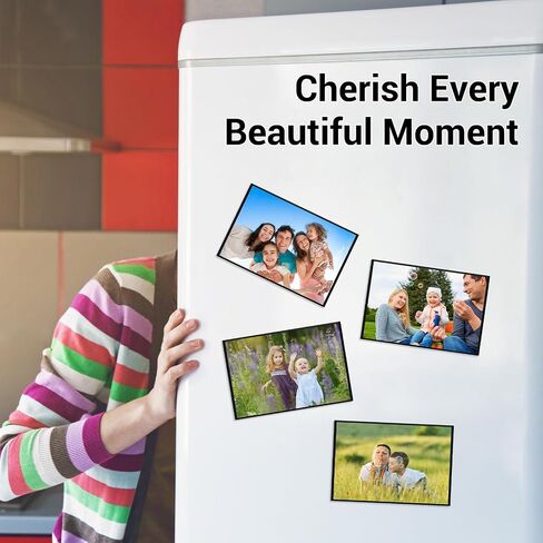 5 Pack Magnetic Picture Frames for Refrigerator, 4 x 6 Inches Magnetic Photo Frames with Black Border, Reusable Refrigerator Magnet Photo Sleeves for Home School Office in Saudi Arabia